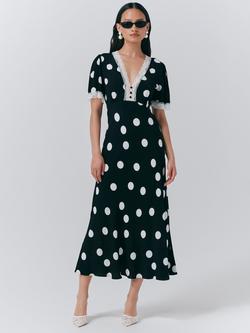 Ghost Belle Polka Dot Dress, Black/Multi, Black/Multi
