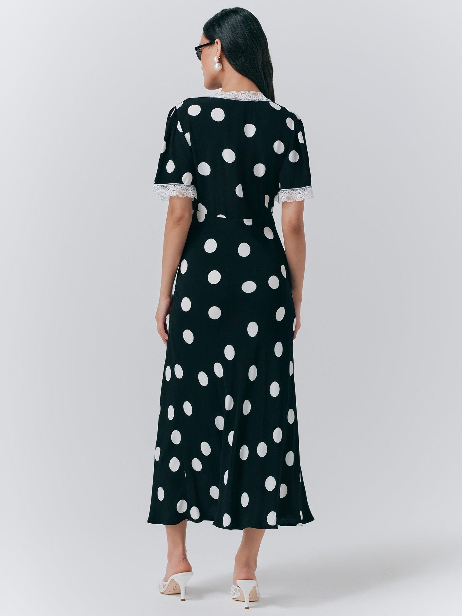 Product image 5 of 5, which shows Ghost Belle Polka Dot Dress, Black/Multi, XS