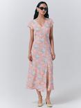 Ghost Blair Foral Midi Dress, Pink/Multi