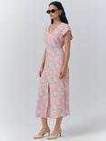 Ghost Blair Foral Midi Dress, Pink/Multi