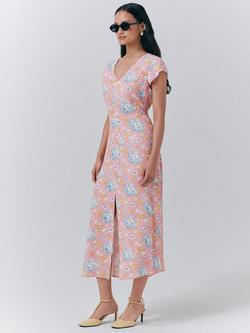 Ghost Blair Foral Midi Dress, Pink/Multi - view 2, Pink/Multi