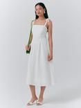 Ghost Fabiola Broderie Midi Dress, White