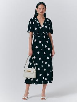 Ghost Jess Polka Dot Midi Dress, Black/Multi, Black/Multi