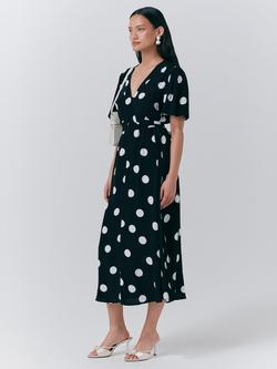 Ghost Jess Polka Dot Midi Dress, Black/Multi - view 2, Black/Multi