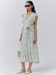 Ghost Lucia Floral Ruffle Sleeve Dress, Green/Multi