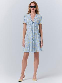 Ghost Lucy Knee Length Floral Tea Dress, Blue/Multi