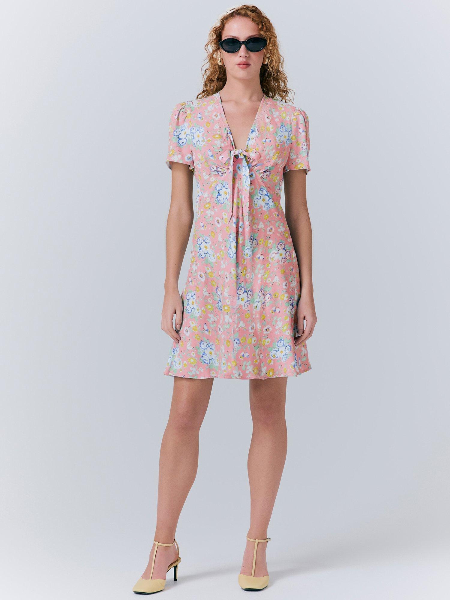 Product image 2 of 5, which shows Ghost Lucy Knee Length Floral Tea Dress, Pink/Multi, XS