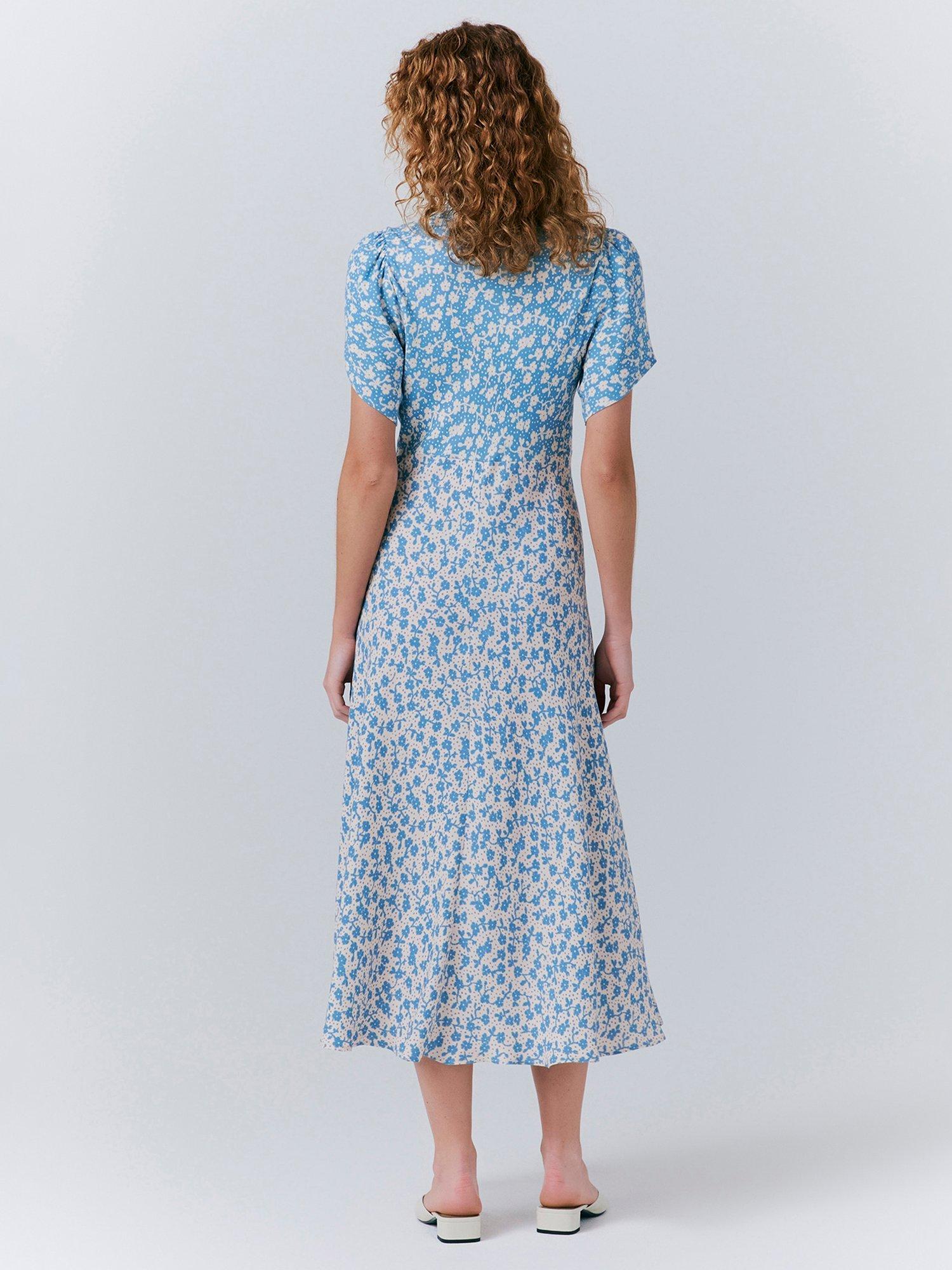 Product image 5 of 5, which shows Ghost Lulu Short Sleeved Floral Dress, Blue/Multi, XS|8