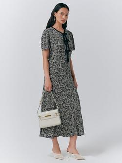 Ghost Maree Short Sleeve Floral Midi Dress - view 2, Black/Multi