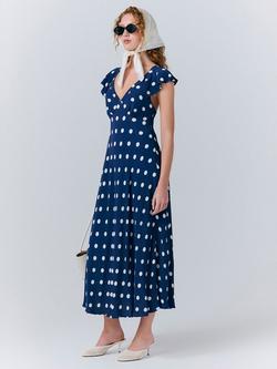 Ghost Maya Spot Midi Dress, Navy/Multi - view 2, Navy/Multi