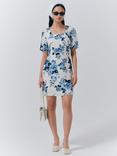 Ghost Reanna Floral Pure Linen Dress, Blue/Multi