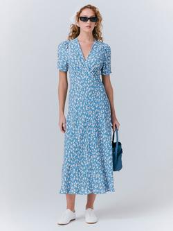 Ghost Roxanne Floral Midi Dress, Blue/Multi, Blue/Multi