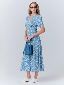 Ghost Roxanne Floral Midi Dress, Blue/Multi - view 2, Blue/Multi