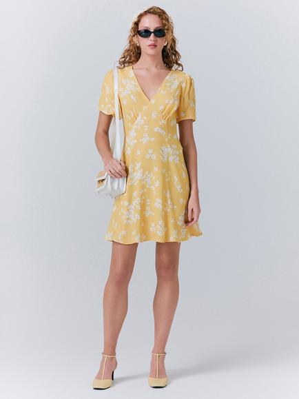 Ghost Ruby Floral Mini Dress, Yellow/Multi, Yellow/Multi