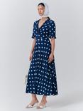 Ghost Saffie Polka Dot Dress, Blue/Multi