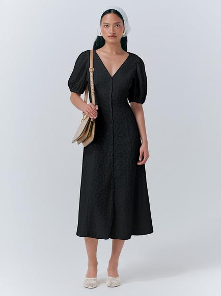 Ghost Selina Button Front Dress, Black, Black