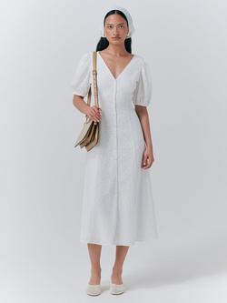 Ghost Selina Button Front Dress, White, White