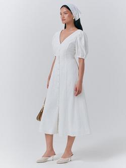 Ghost Selina Button Front Dress, White - view 2, White
