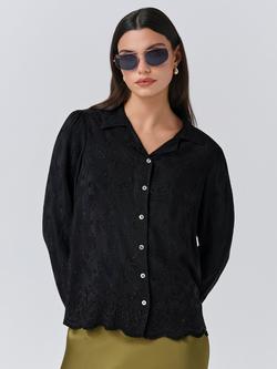 Ghost Emily Embroidered Floral Shirt, Black, Black