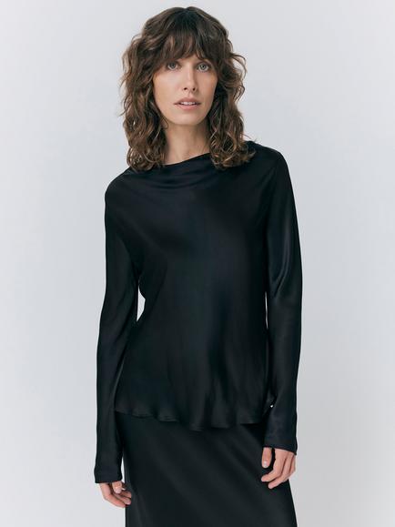 Ghost Isabella Satin Blouse, Black, Black