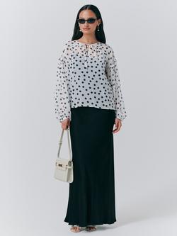 Ghost Karina Spot Blouson Sleeve Top, White/Multi - view 2, White/Multi