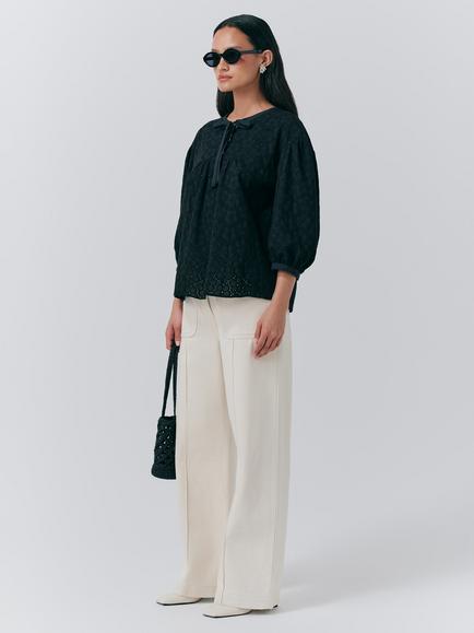 Ghost Loren Broderie Anglaise Top, Black - view 2, Black
