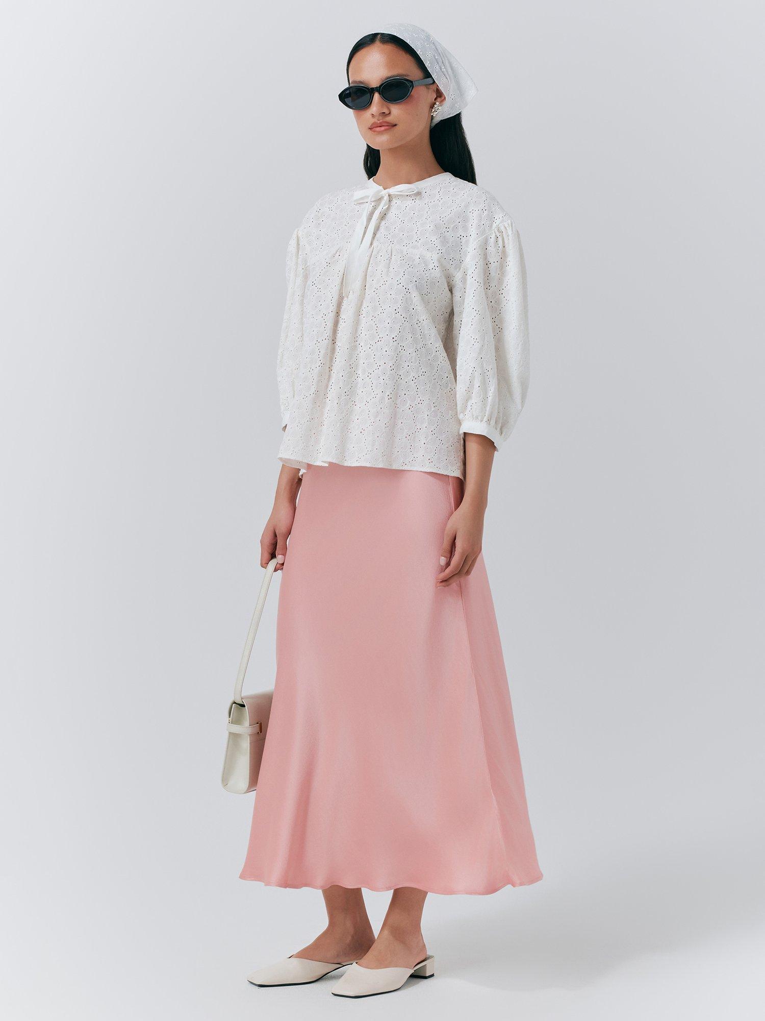 Product image 2 of 5, which shows Ghost Loren Broderie Anglaise Top, White, XS