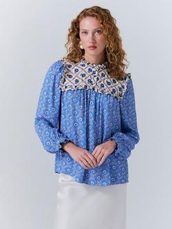 Ghost Naomi Contrast Bib Top, Blue/Multi, Blue/Multi
