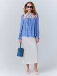 Ghost Naomi Contrast Bib Top, Blue/Multi