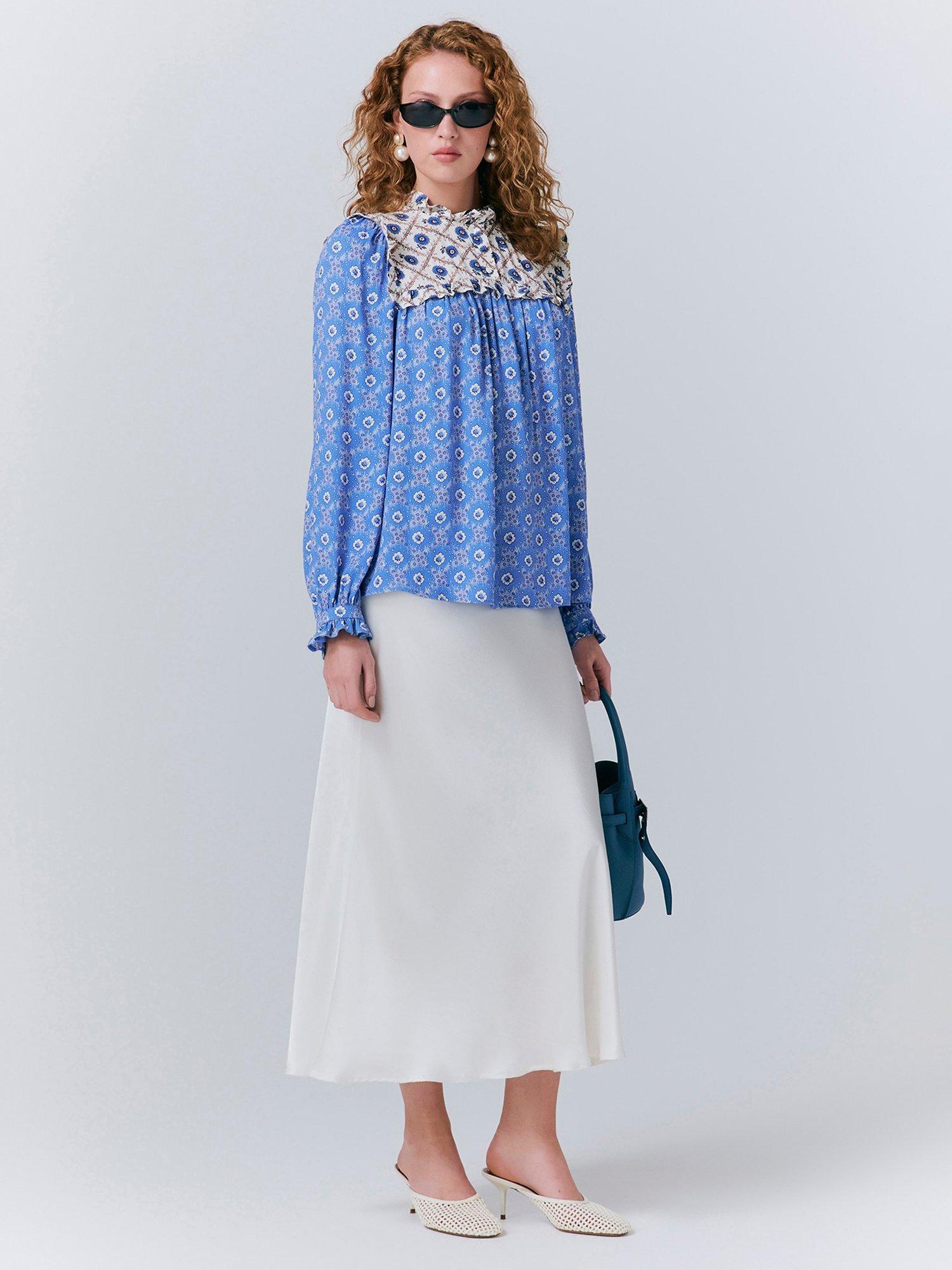 Product image 3 of 5, which shows Ghost Naomi Contrast Bib Top, Blue/Multi, XS