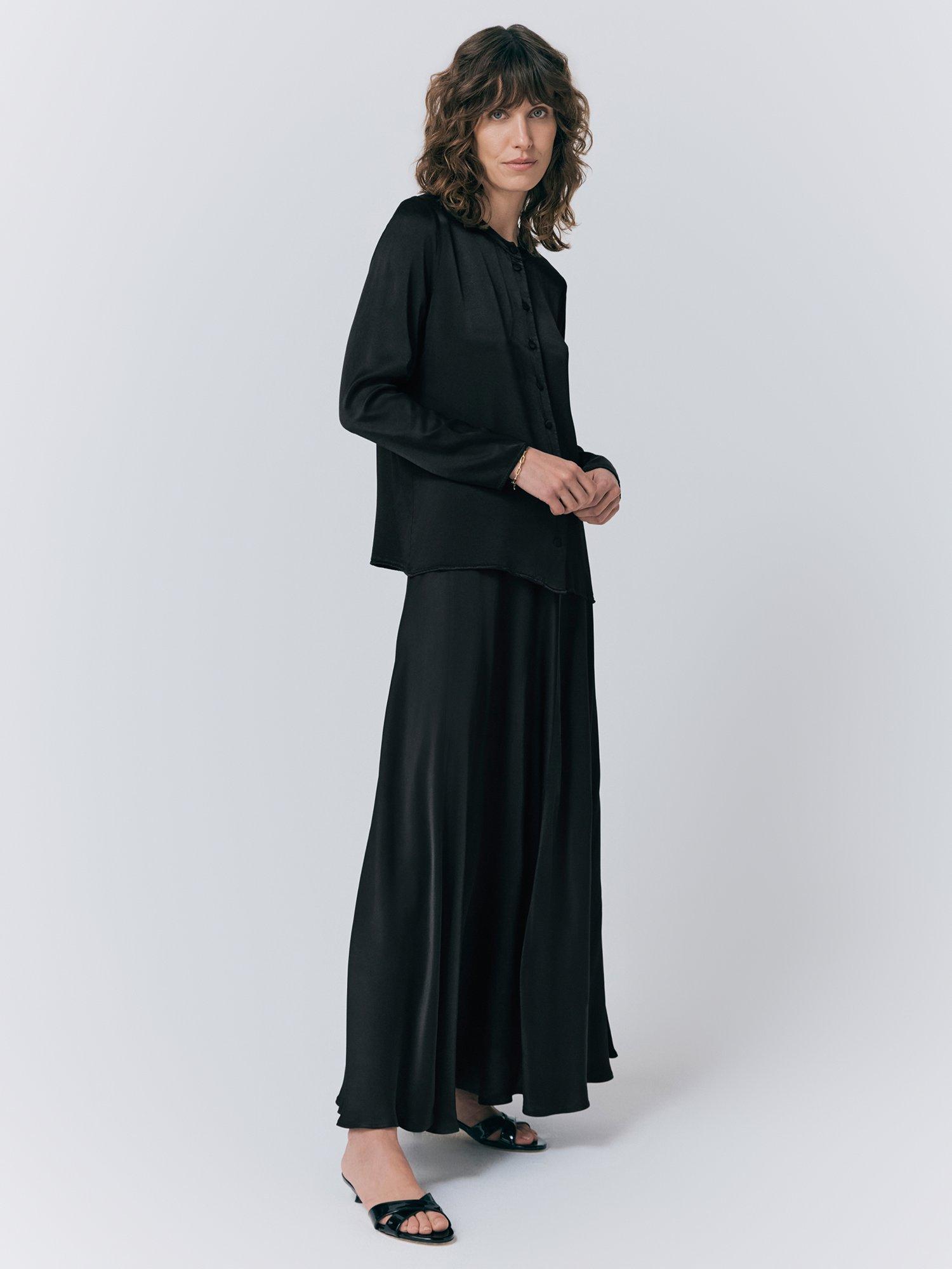 Product image 3 of 5, which shows Ghost Colette Satin Skirt, Black, XS