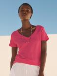 NRBY Charlie Linen V -Neck Top, Raspberry