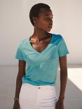 NRBY Charlie Linen V -Neck Top, Aqua