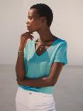 NRBY Charlie Linen V -Neck Top, Aqua