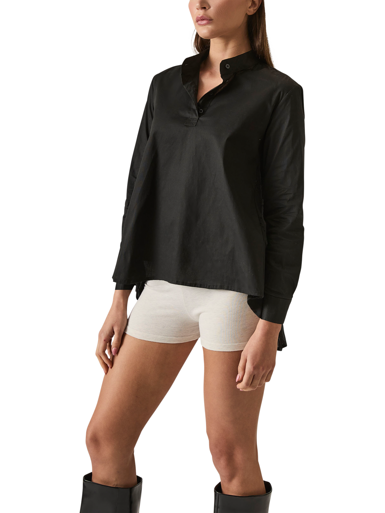 Product image 3 of 6, which shows James Lakeland Lace Back Long Sleeve Shirt, Black, 8
