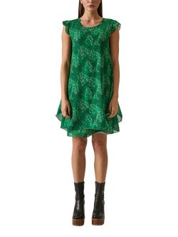 James Lakeland Ruffle Floral Dotted Mini Dress, Green, Green