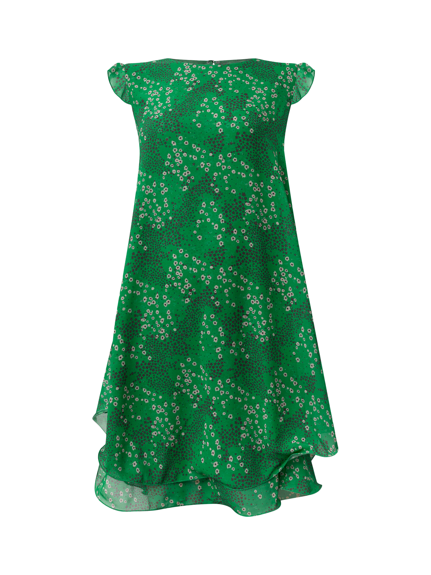 Product image 7 of 7, which shows James Lakeland Ruffle Floral Dotted Mini Dress, Green, 8