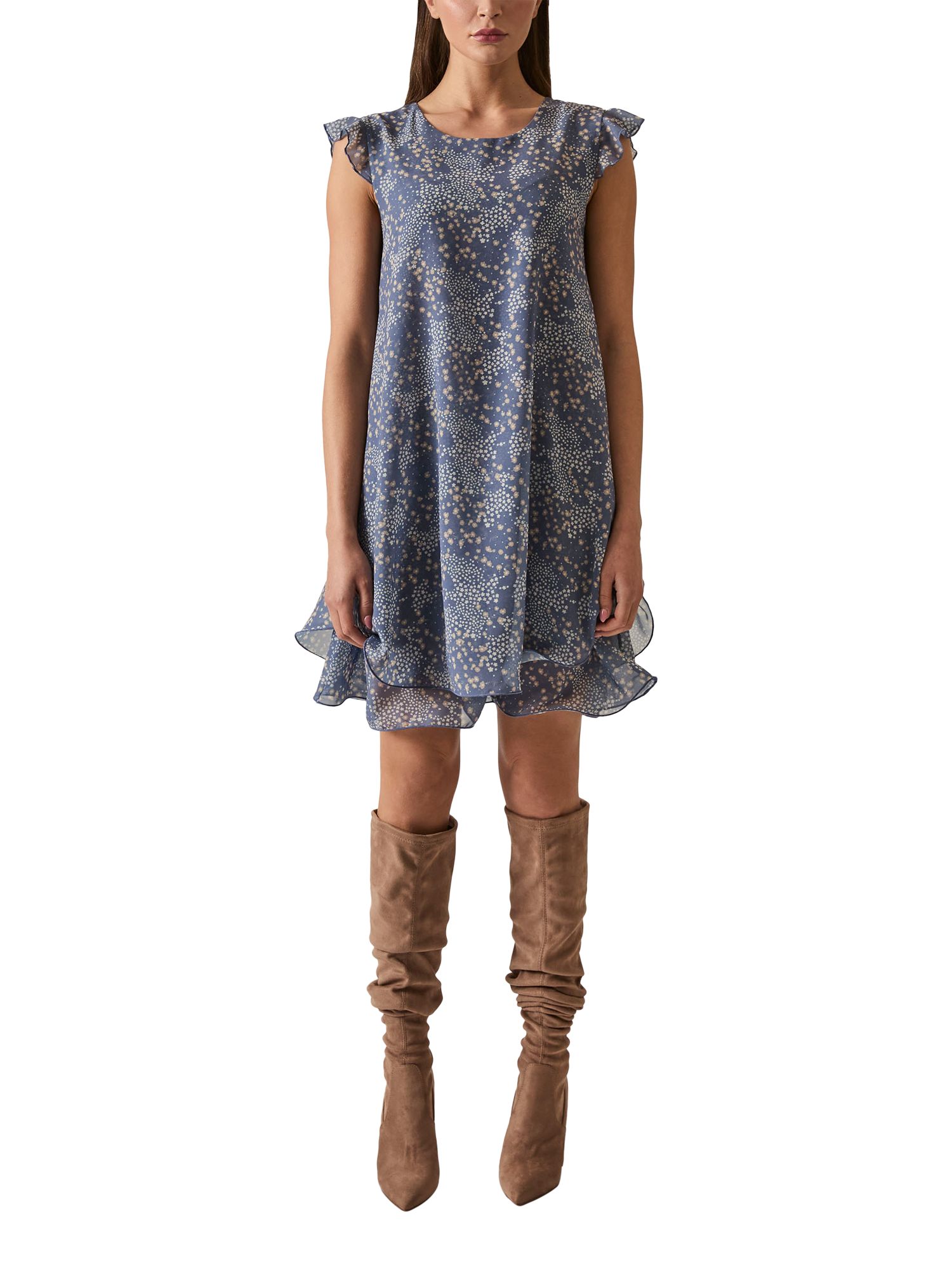 Product image 1 of 7, which shows James Lakeland Dotted Floral Mini Dress, Navy, 8