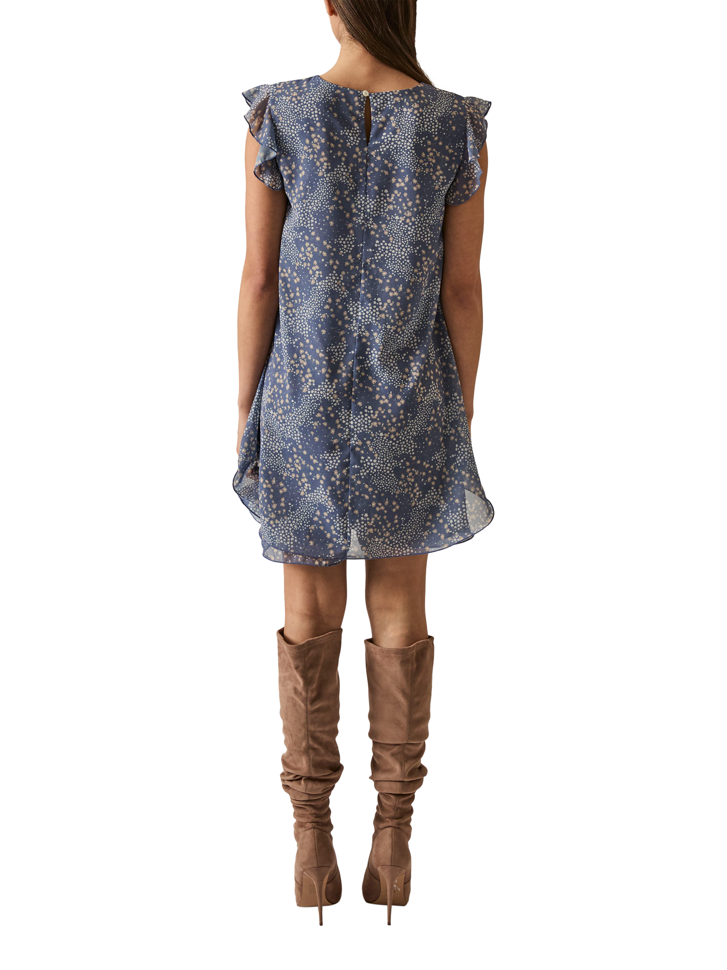 Product image 2 of 7, which shows James Lakeland Dotted Floral Mini Dress, Navy, 8