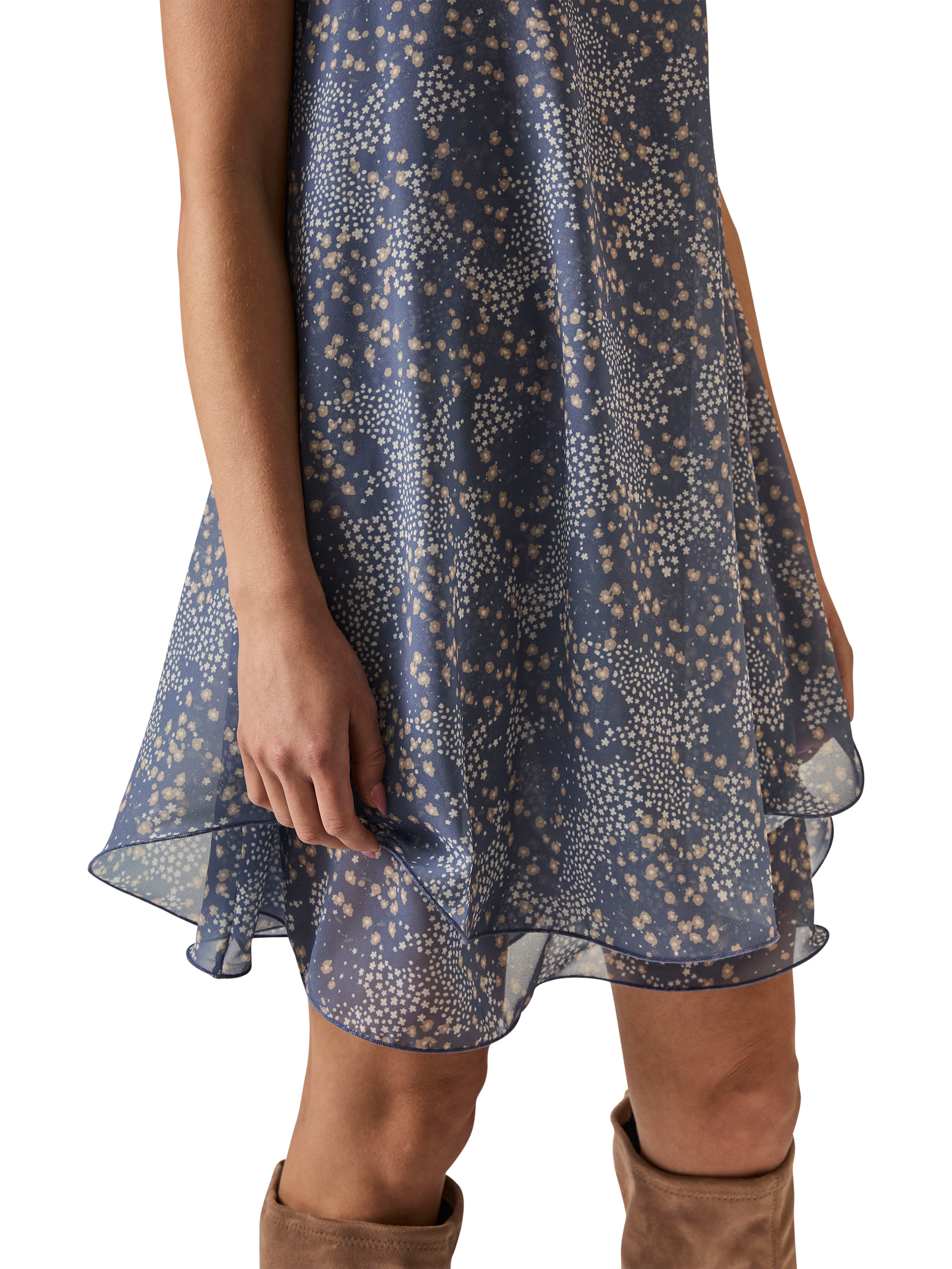 Product image 5 of 7, which shows James Lakeland Dotted Floral Mini Dress, Navy, 8