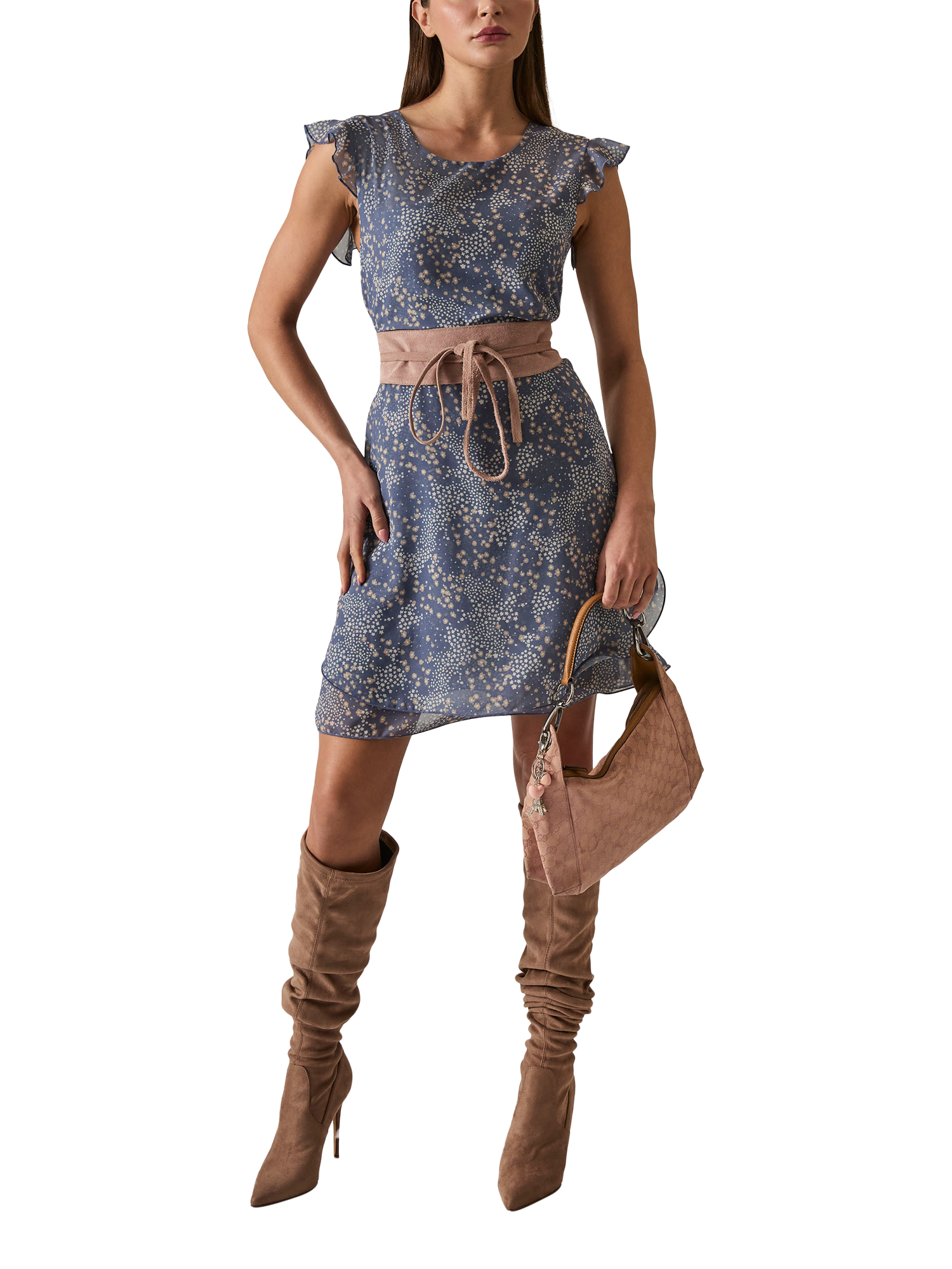 Product image 6 of 7, which shows James Lakeland Dotted Floral Mini Dress, Navy, 8