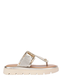 Carvela Pavilion Metallic Leather T-Bar Mule Sandals, Gold, Gold