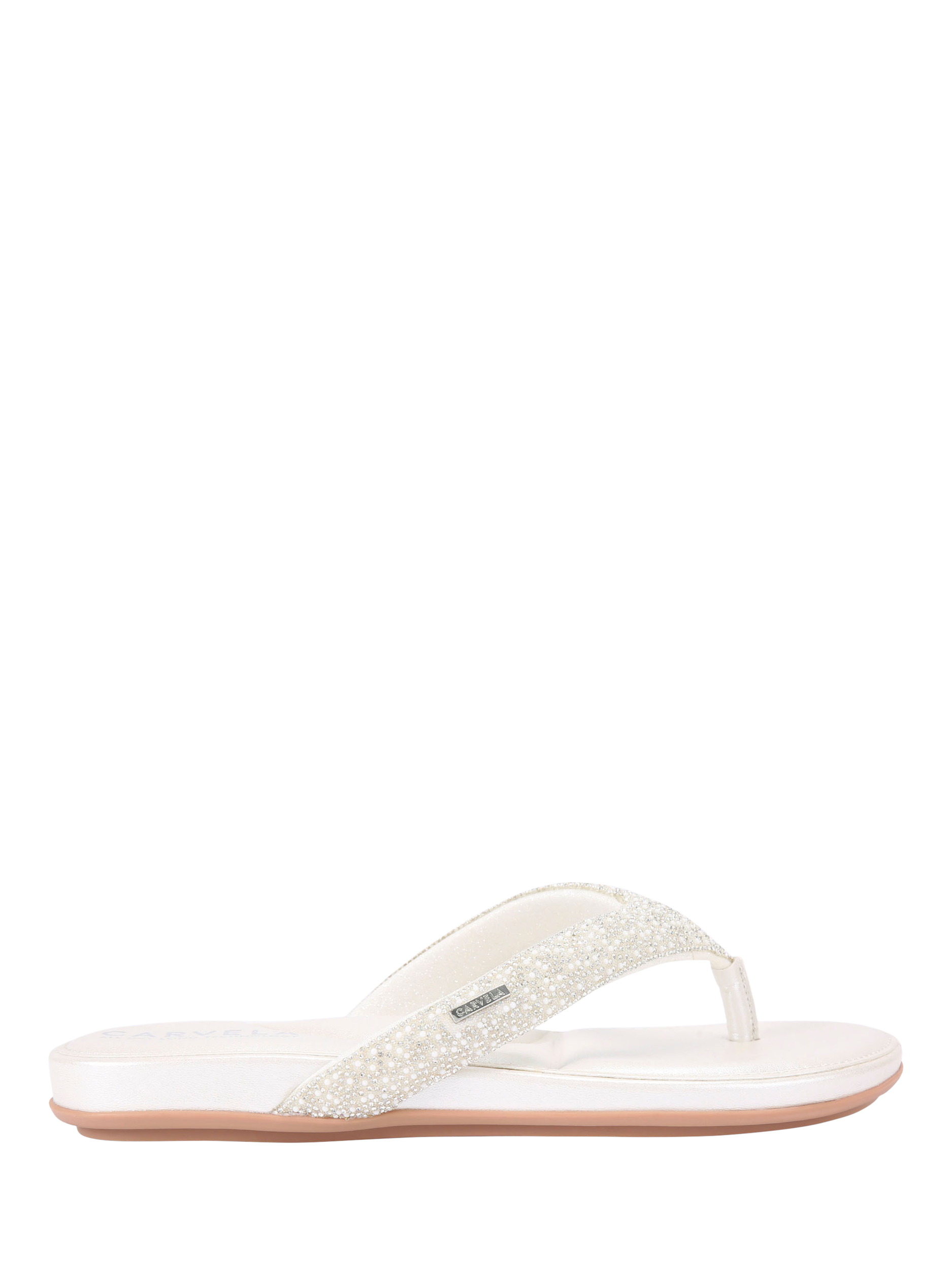Product image 1 of 4, which shows Carvela Riviera Jewel Embellished Metallic Sandals, White, 3
