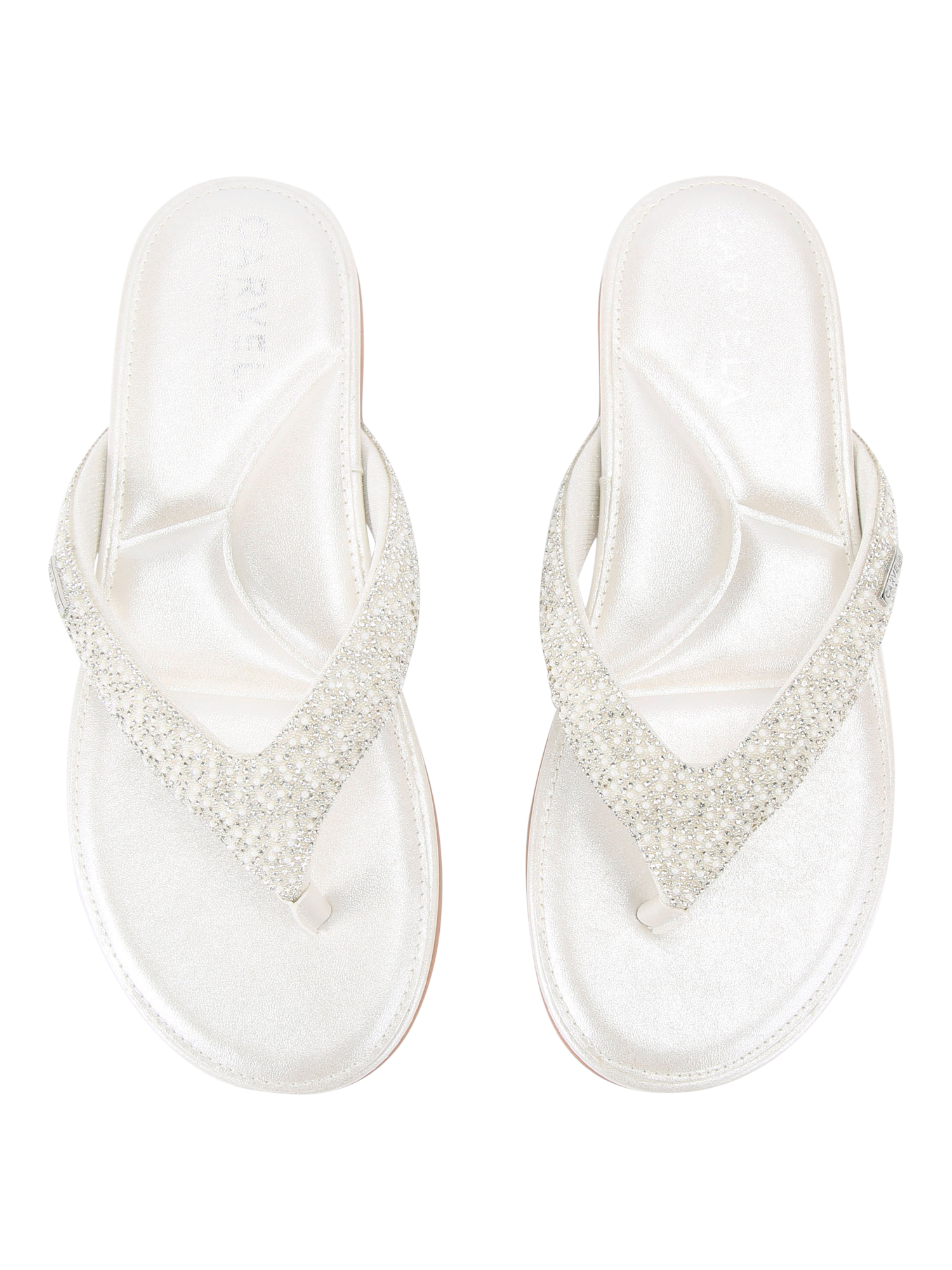 Product image 2 of 4, which shows Carvela Riviera Jewel Embellished Metallic Sandals, White, 3