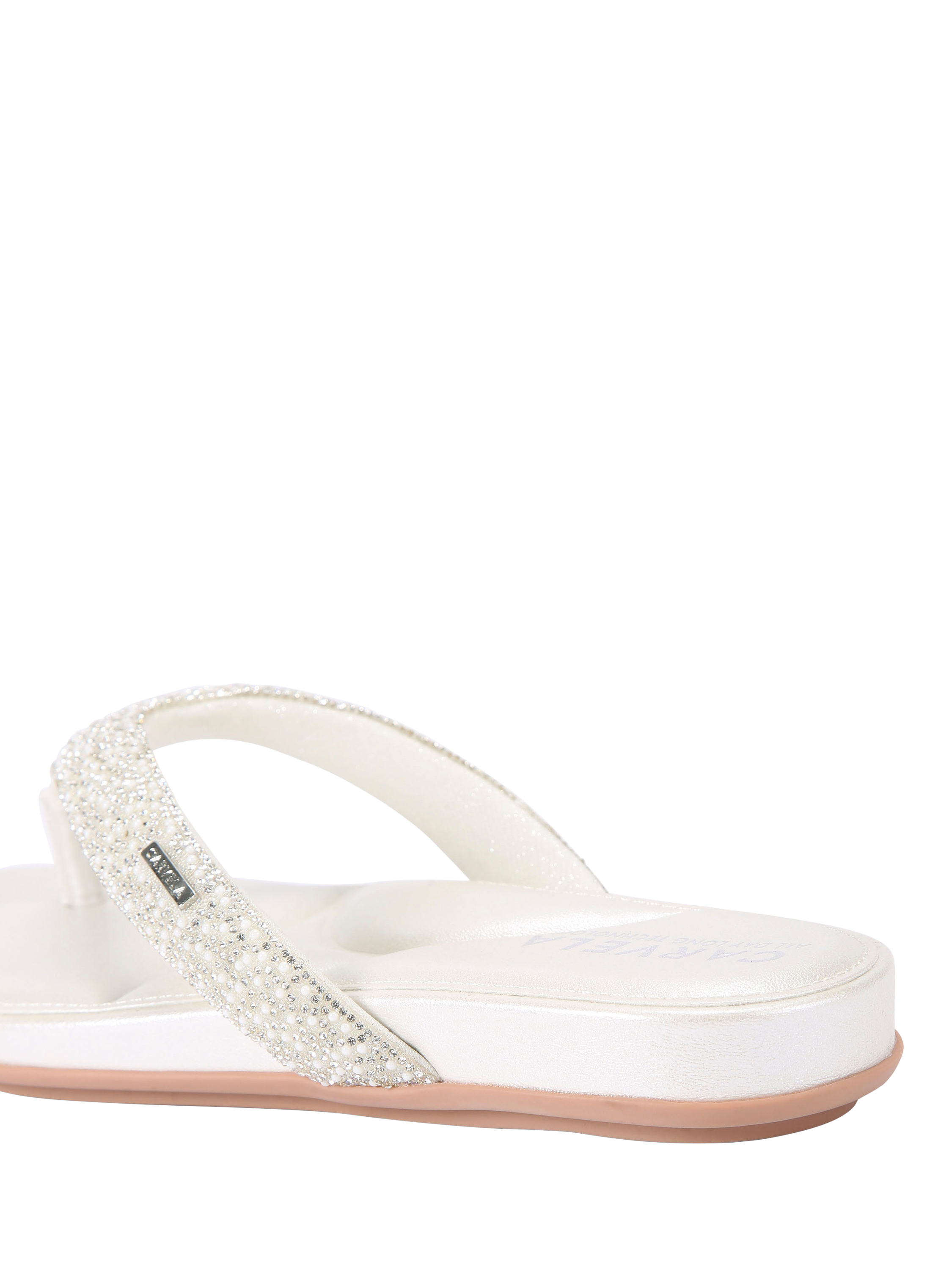 Product image 3 of 4, which shows Carvela Riviera Jewel Embellished Metallic Sandals, White, 3
