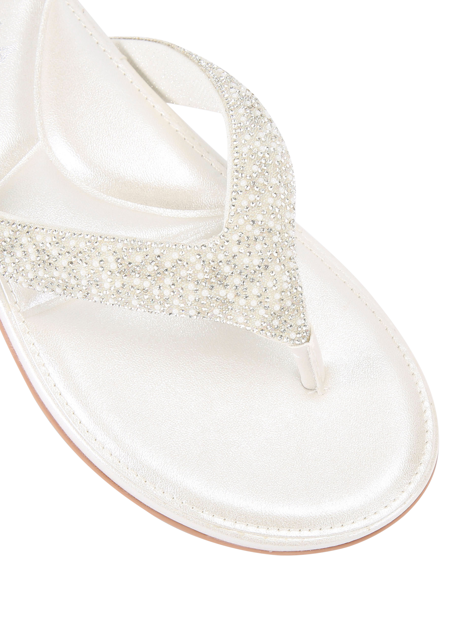 Product image 4 of 4, which shows Carvela Riviera Jewel Embellished Metallic Sandals, White, 3