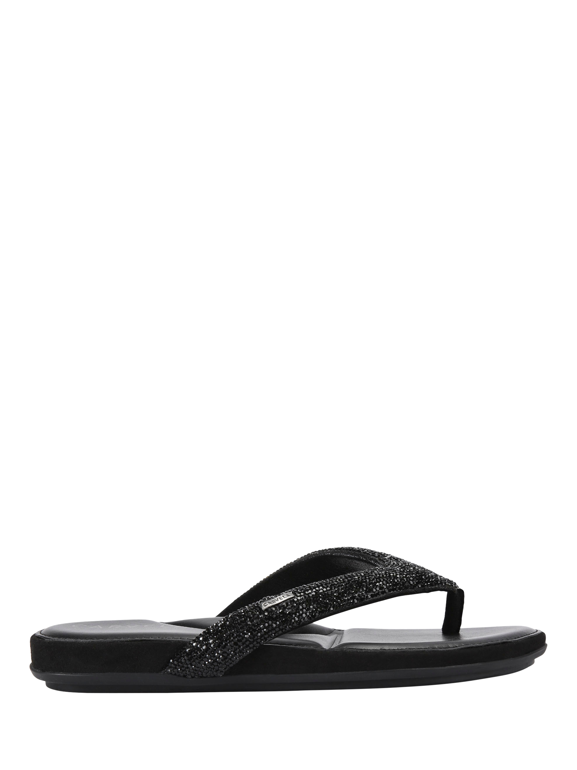 Product image 1 of 4, which shows Carvela Riviera Jewel Embellished Metallic Sandals, Black, 3