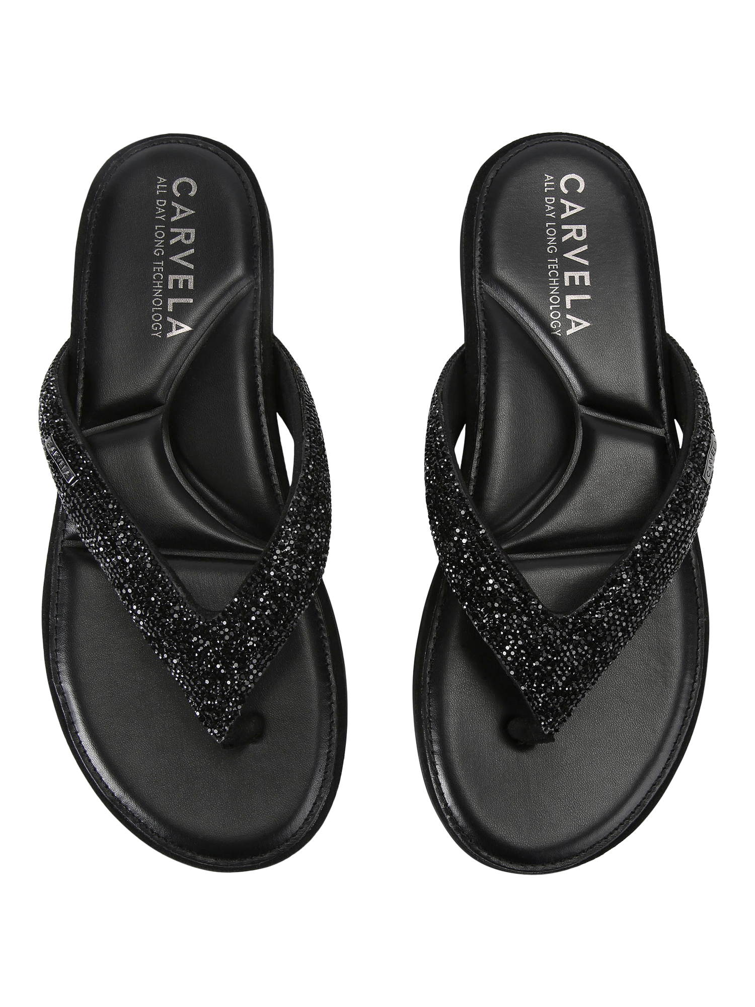 Product image 2 of 4, which shows Carvela Riviera Jewel Embellished Metallic Sandals, Black, 3