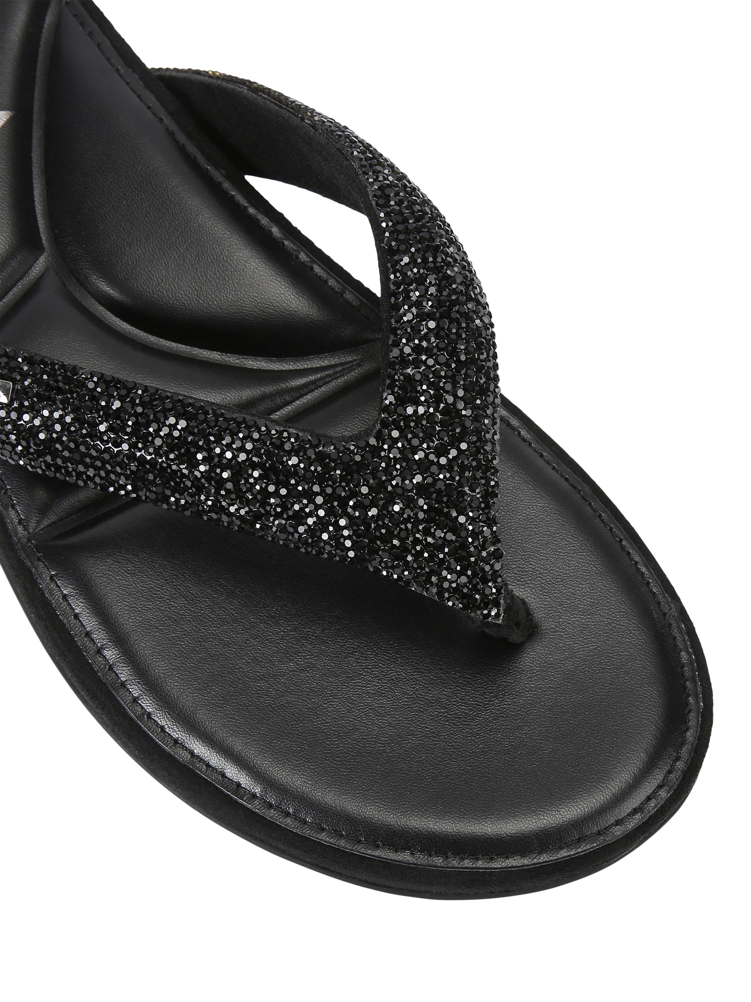 Product image 4 of 4, which shows Carvela Riviera Jewel Embellished Metallic Sandals, Black, 3