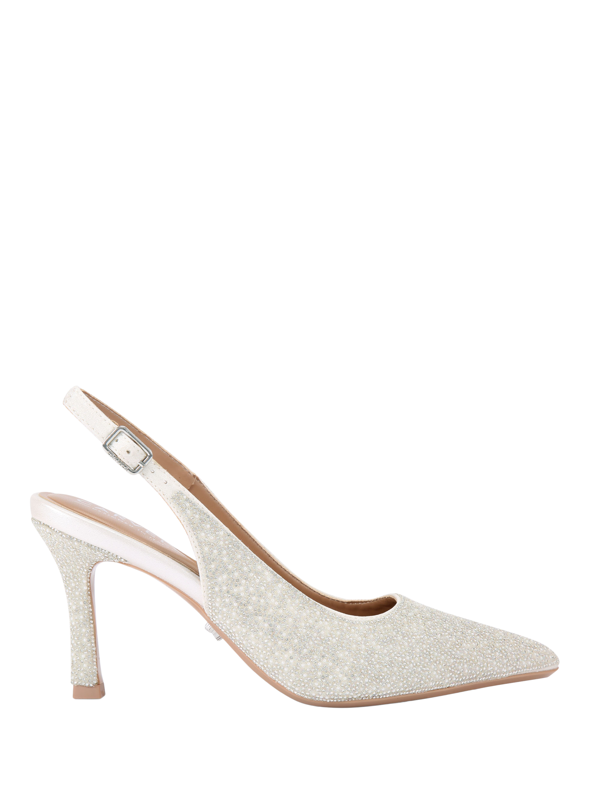 Product image 1 of 4, which shows Carvela Corletta Embellished Pointed Slingback Heeled Courts, White, 3